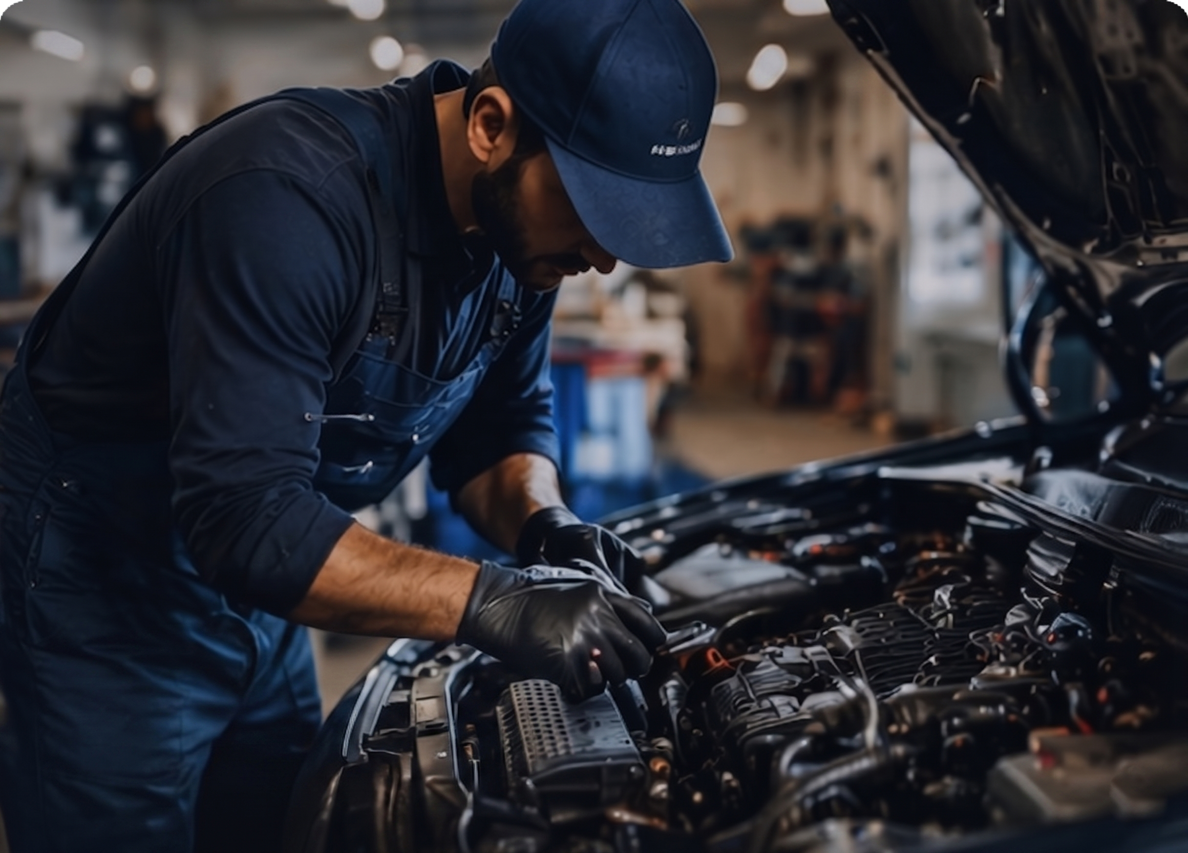 Mechanic working on an engine
