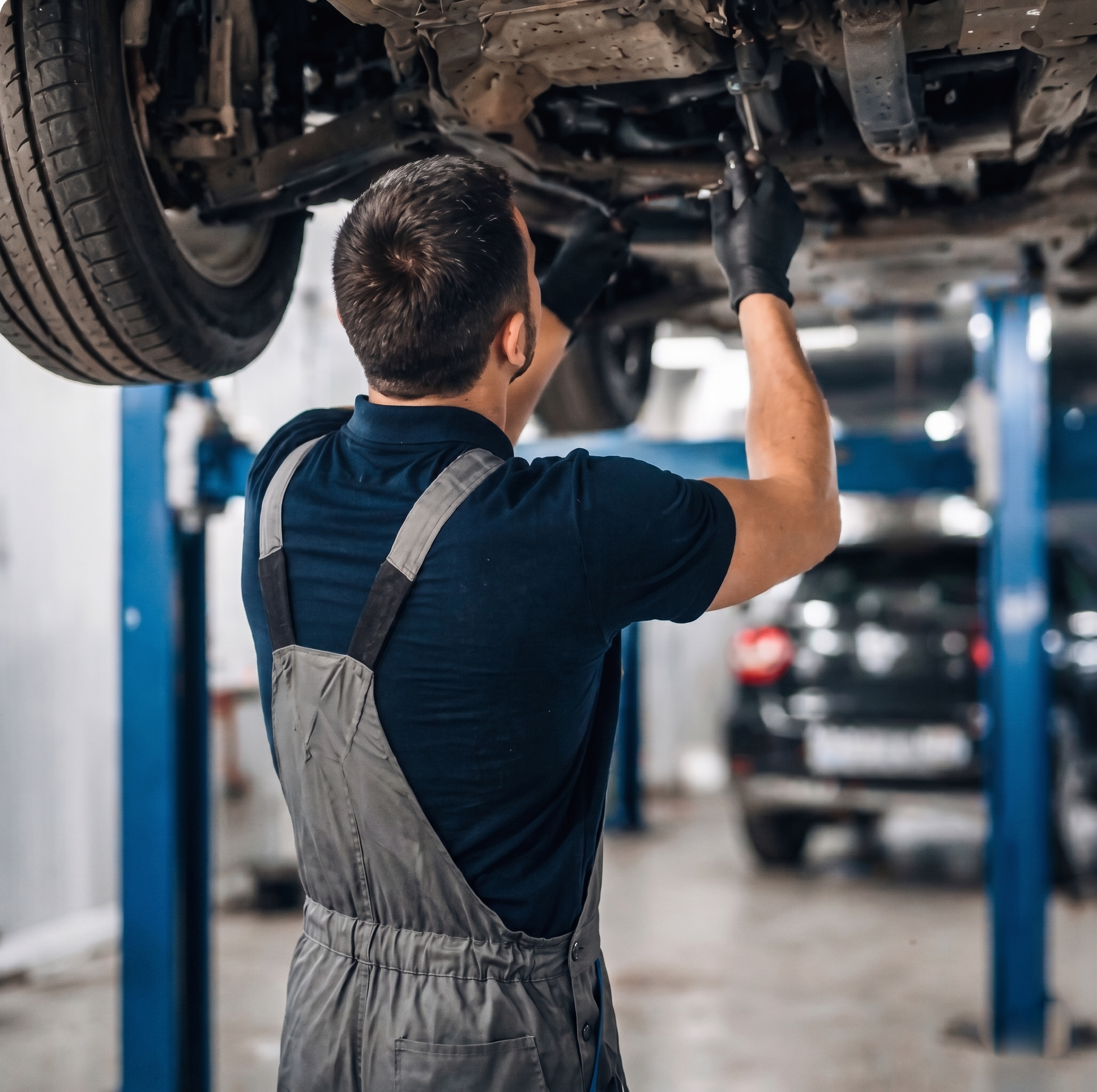 Mechanic under car